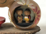 Japanese Wood Kokeshi Figurine Hyotan Mini Dolls Vtg Folk Art Decoration KF669