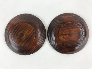 Japanese Wood Lacquer Drink Saucer 2pc Set Chataku Coaster Round Cedar UR930