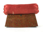 Japanese Wood Lacquered Base Silk Soft Pillow Vtg Red Geisha Takamakura JK597