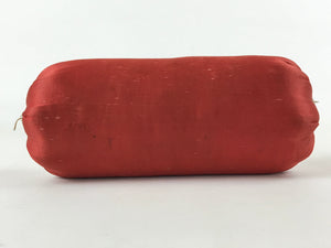 Japanese Wood Lacquered Base Silk Soft Pillow Vtg Red Geisha Takamakura JK597