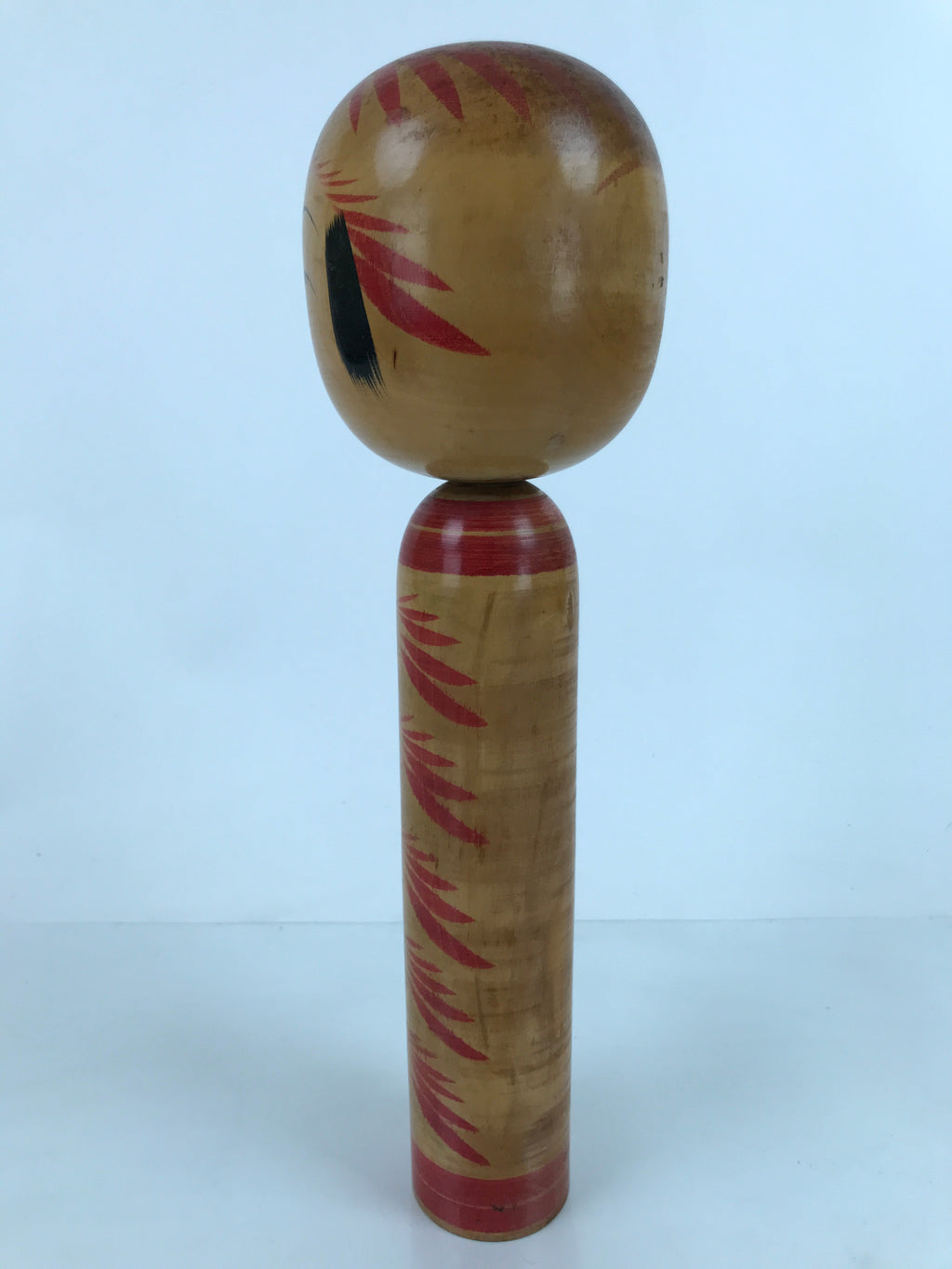 Japanese Wood Large Kokeshi Doll Figure Vtg Traditional Handmade Toy Red KF683
