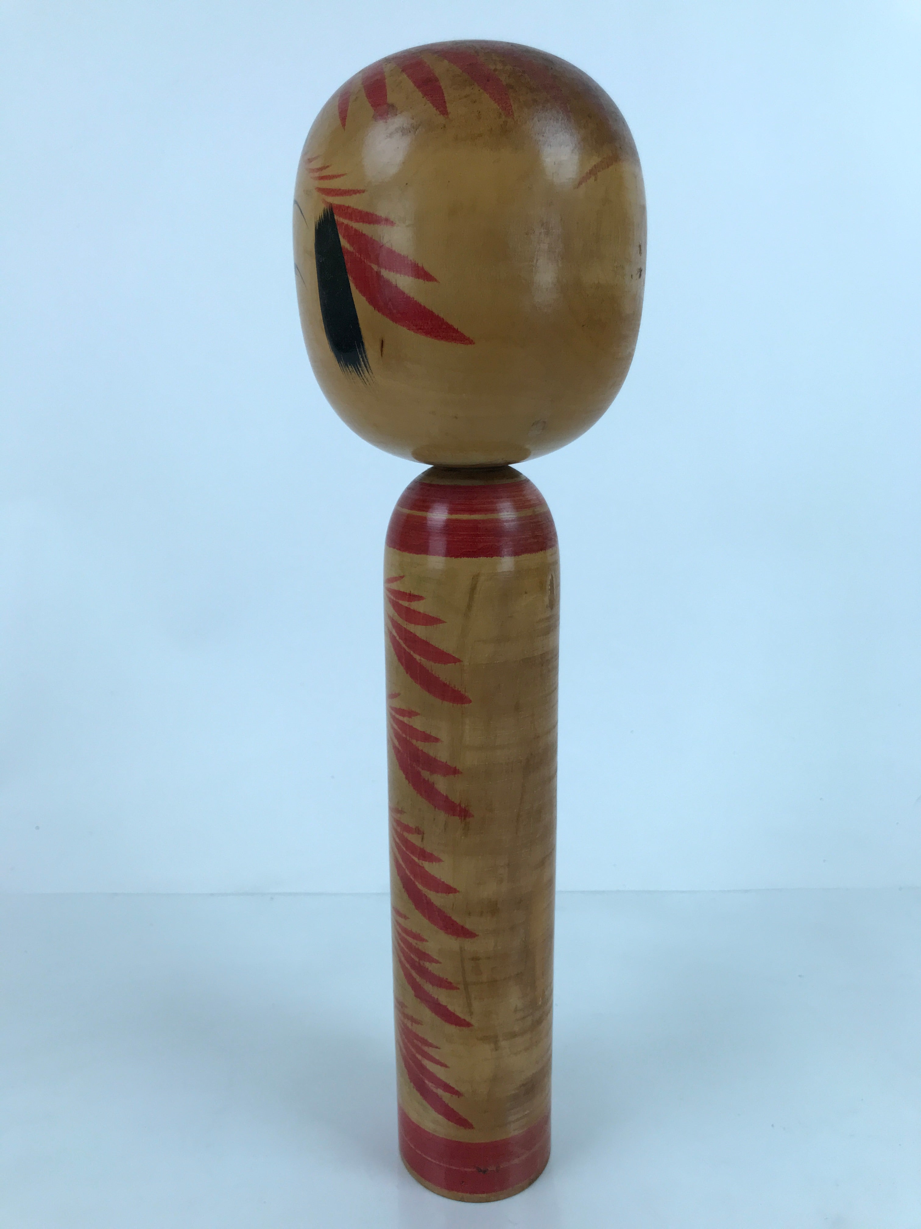 Japanese Wood Large Kokeshi Doll Figure Vtg Traditional Handmade Toy Red KF683