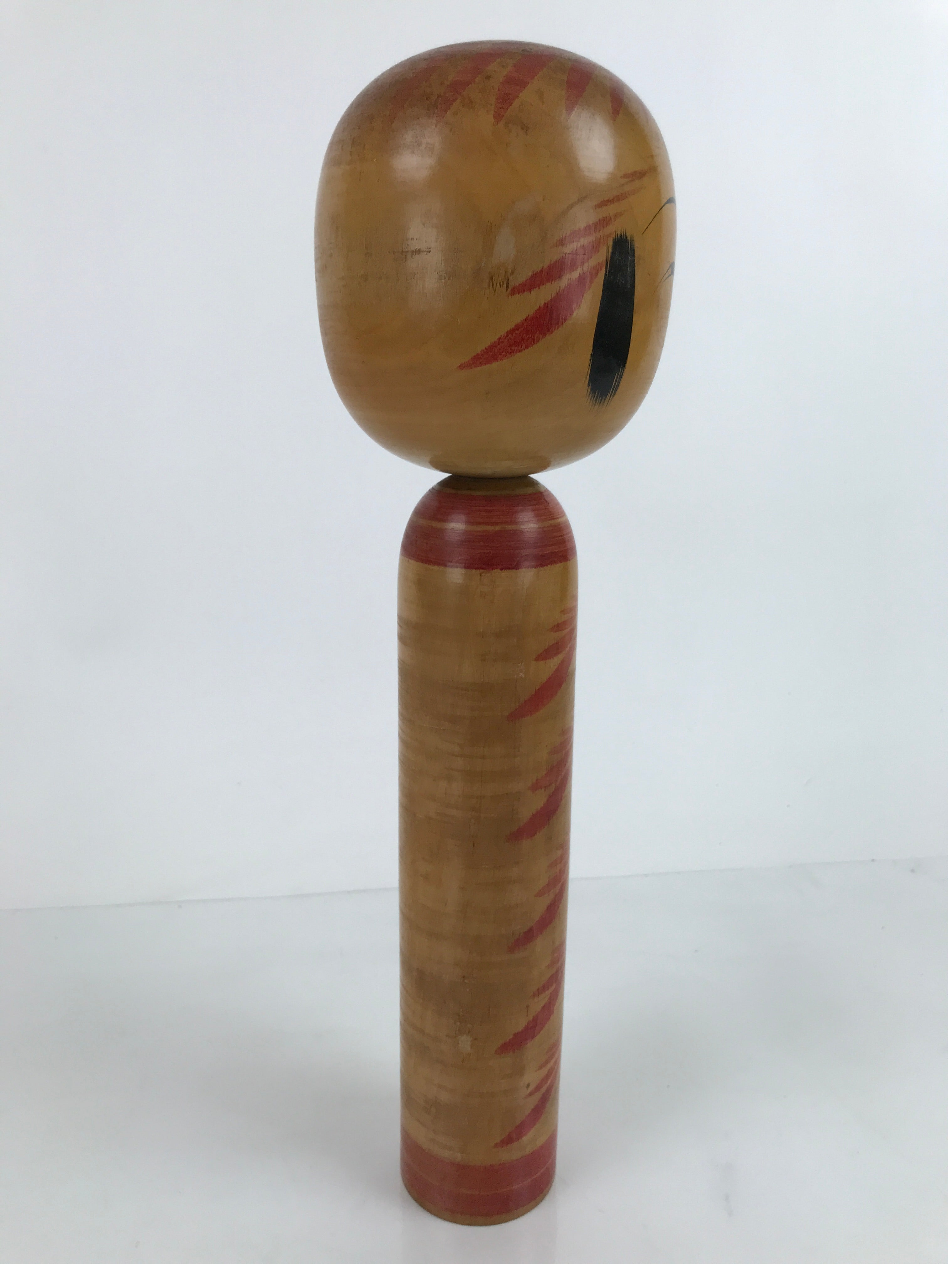 Japanese Wood Large Kokeshi Doll Figure Vtg Traditional Handmade Toy Red KF683