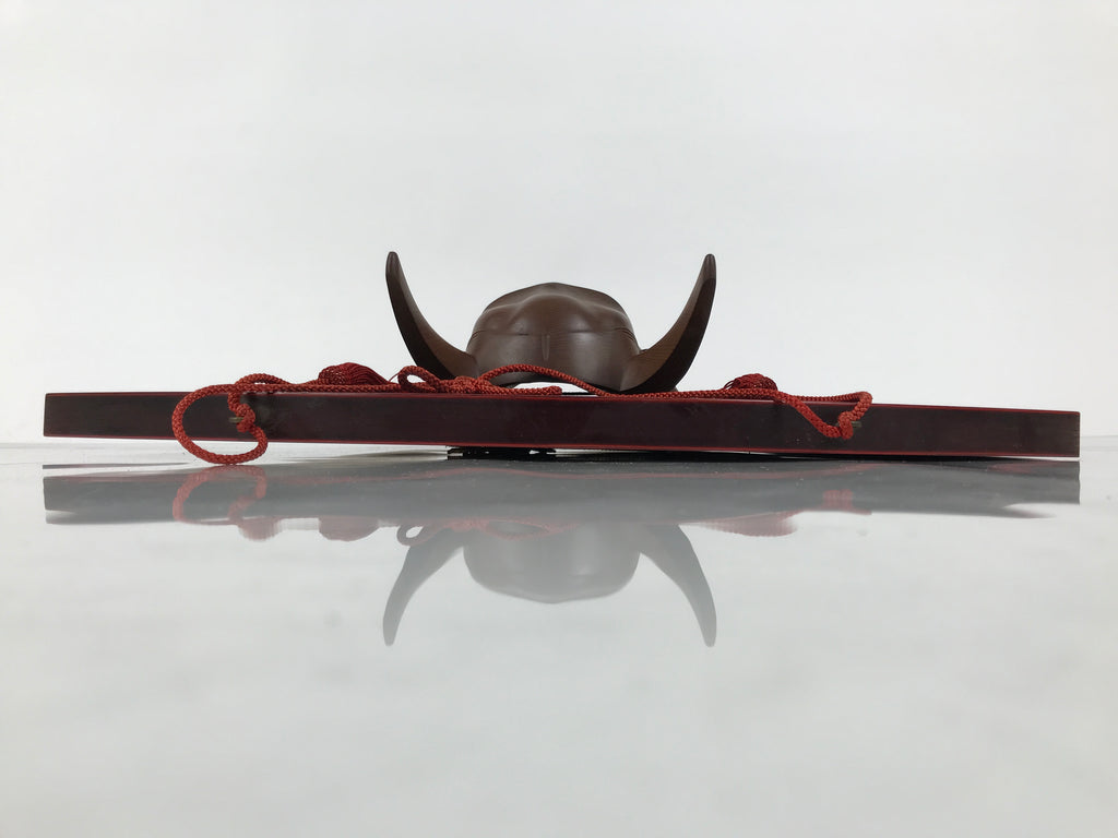 Japanese Wood Noh Mask Hannya Angry Woman Vtg Nohmen Brown Display OM108