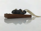 Japanese Wood Noh Mask Okina Old Man Vtg Nohmen Kokushiki-Jo Black Display OM107