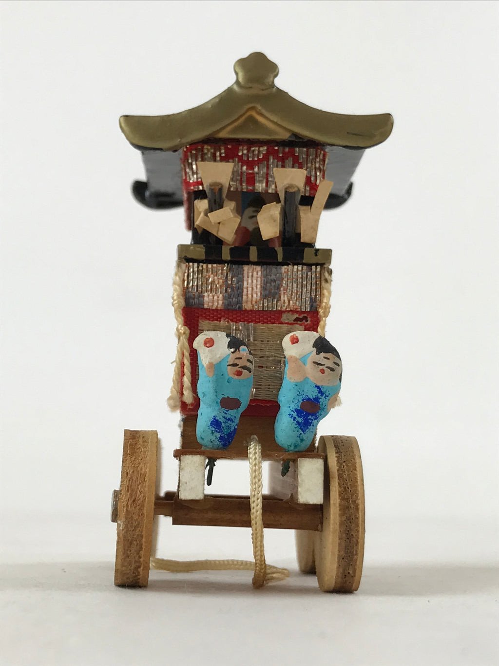 Japanese Wood Paper Miniature Gion Festival Car Vtg Mikoshi Dashi Folk Toy KF675