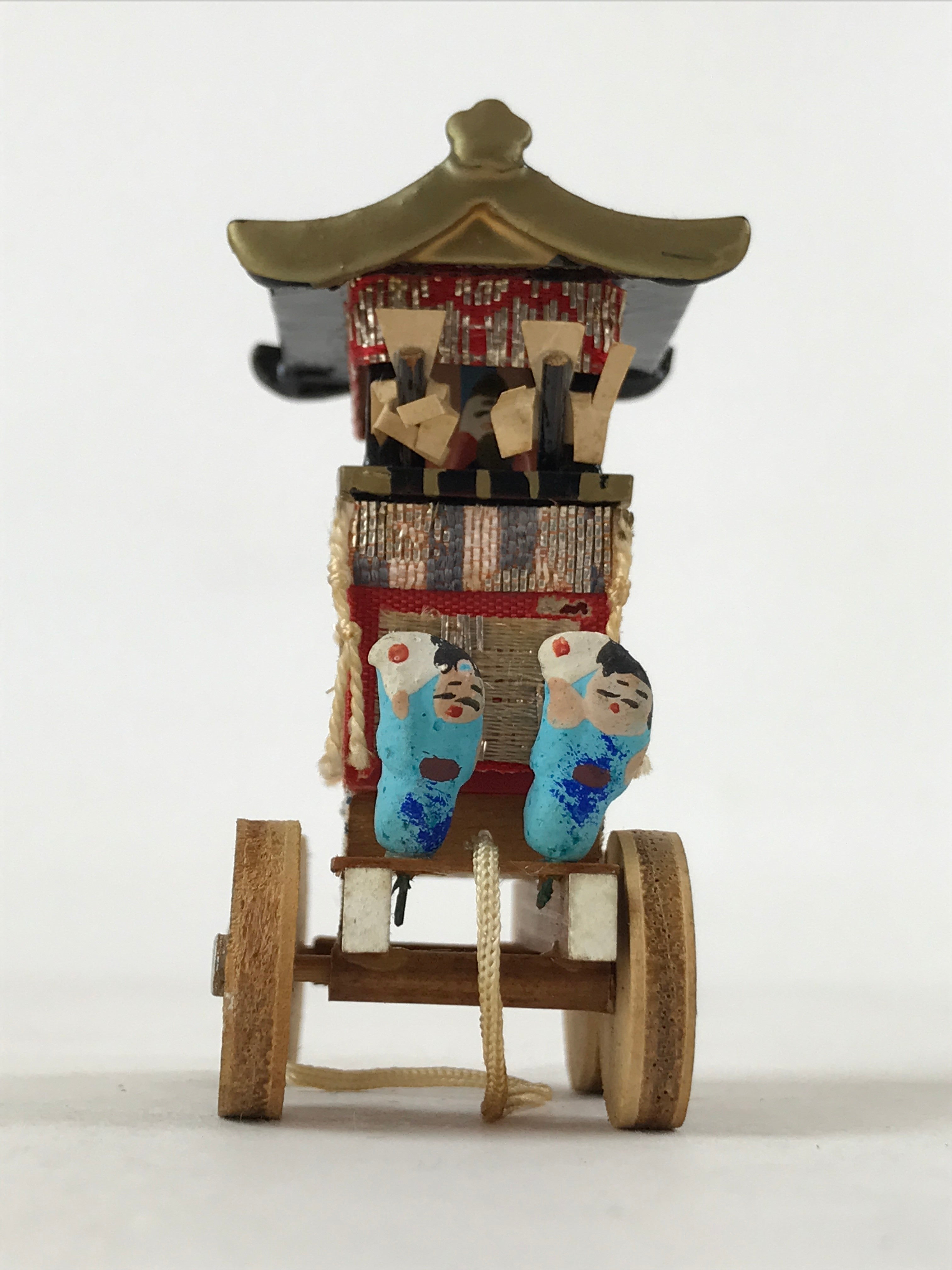 Japanese Wood Paper Miniature Gion Festival Car Vtg Mikoshi Dashi Folk Toy KF675