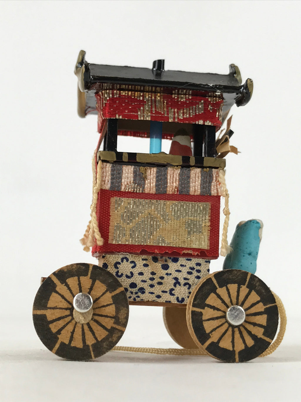 Japanese Wood Paper Miniature Gion Festival Car Vtg Mikoshi Dashi Folk Toy KF675