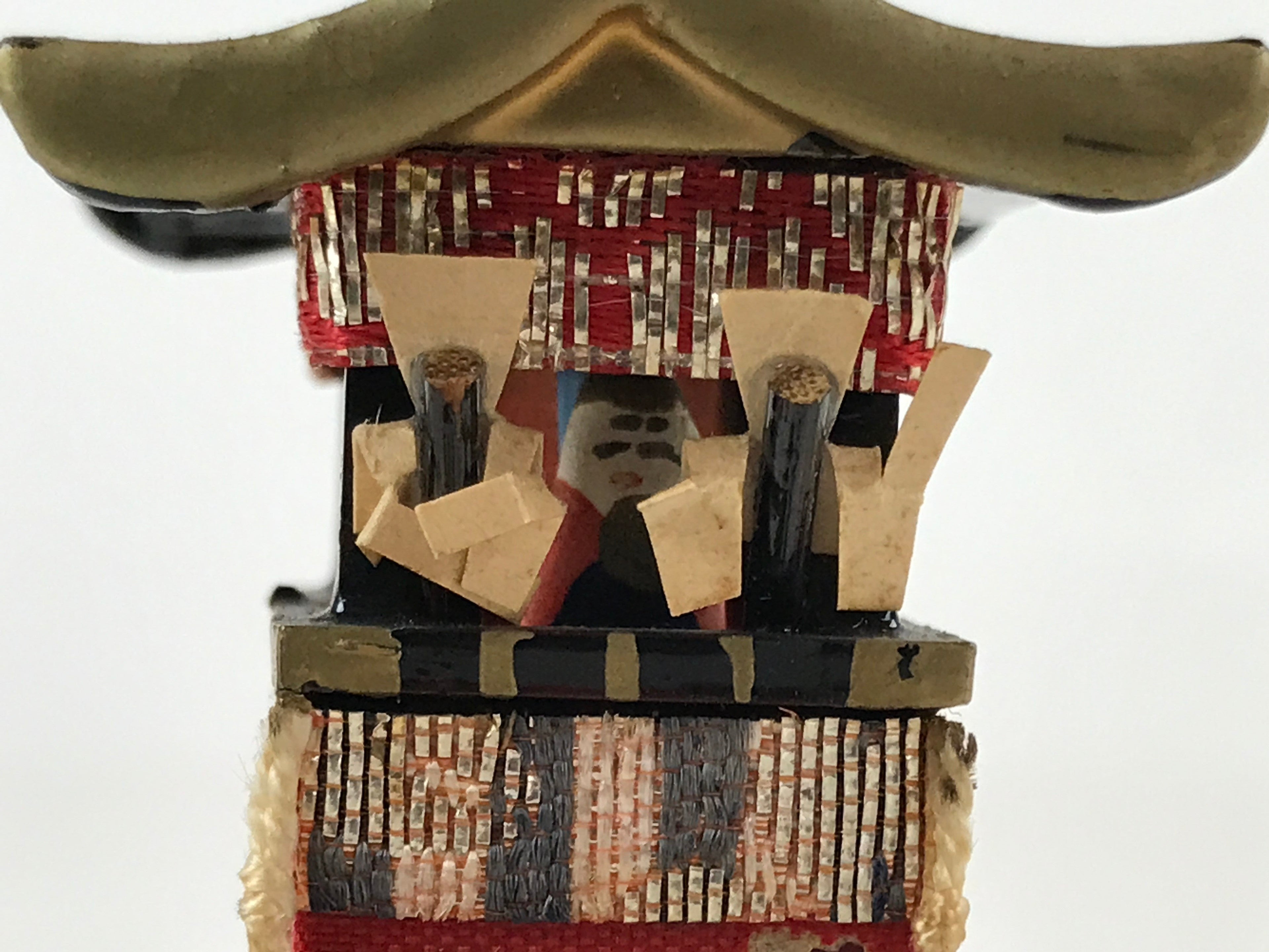 Japanese Wood Paper Miniature Gion Festival Car Vtg Mikoshi Dashi Folk Toy KF675