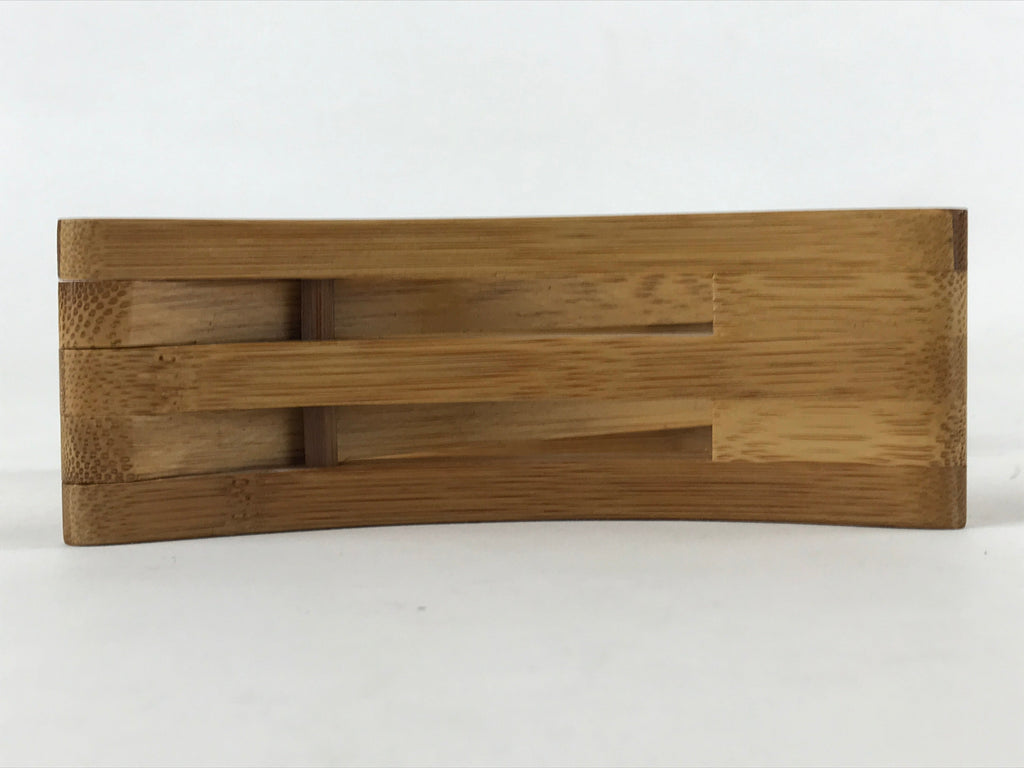 Japanese Wood Pillow Neck Rest Vtg Light Brown Bamboo Geisha Takamakura JK596