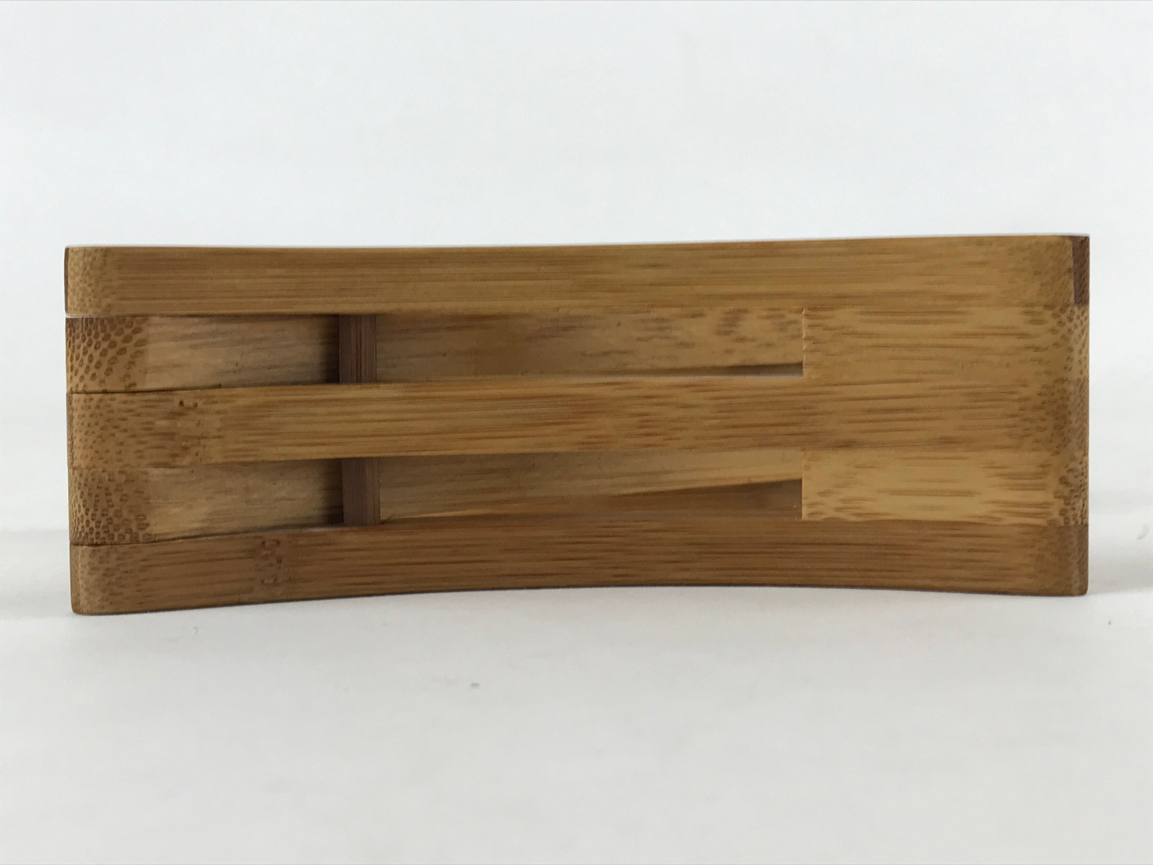 Japanese Wood Pillow Neck Rest Vtg Light Brown Bamboo Geisha Takamakura JK596