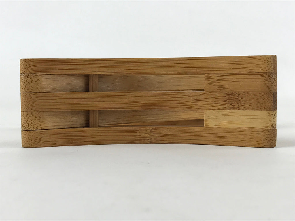 Japanese Wood Pillow Neck Rest Vtg Light Brown Bamboo Geisha Takamakura JK596