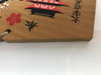 Japanese Wood Shrine Plaque Ema Vtg Dazaifu Tenmangu Ox Plum Hanging Wish EM44