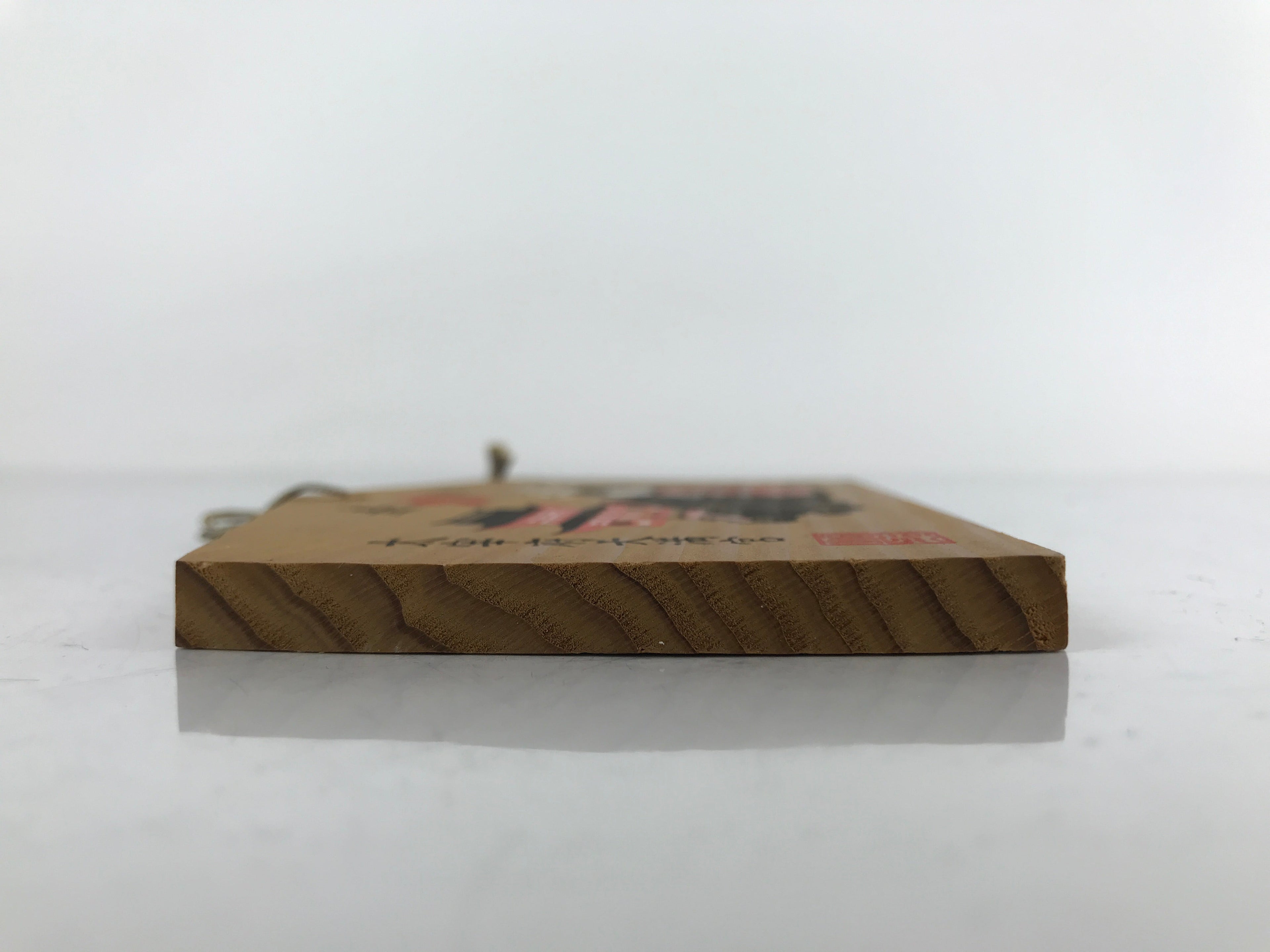 Japanese Wood Shrine Plaque Ema Vtg Dazaifu Tenmangu Ox Plum Hanging Wish EM44