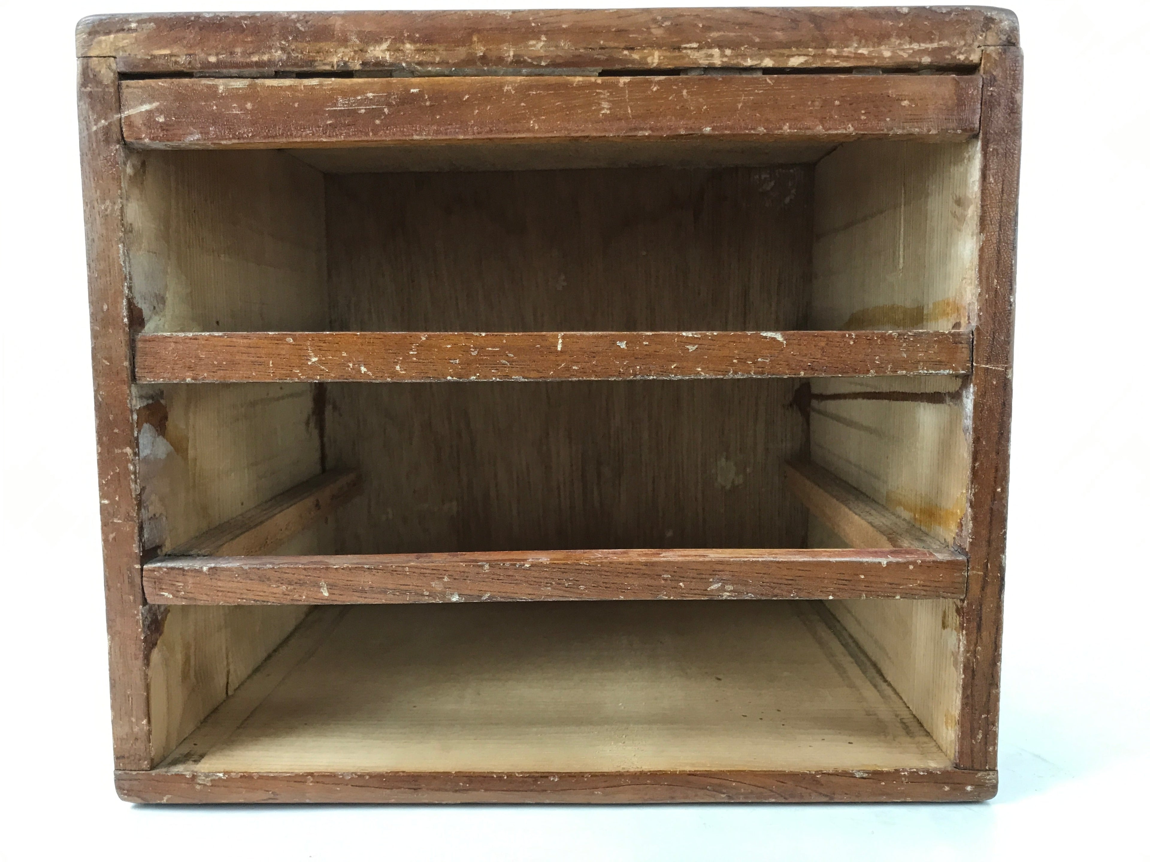 Japanese Wood Tansu Storage Chest Haribako Sewing Box 3 Drawers Brown T400