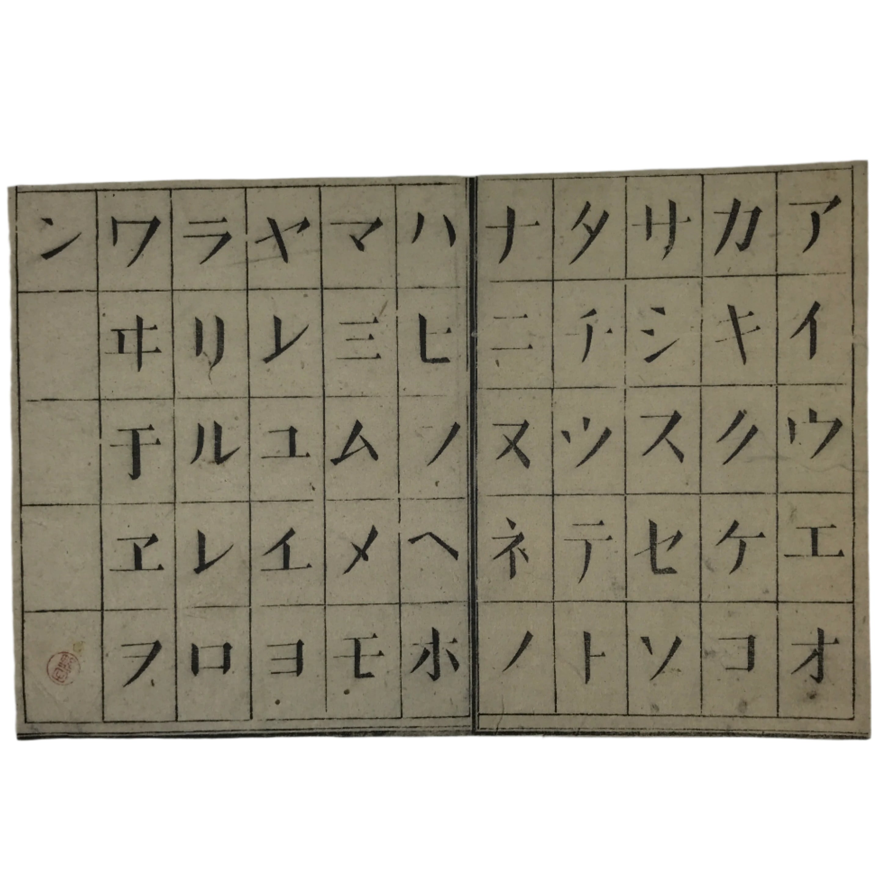 Japanese Woodblock Print Paper C1880 Meiji Katakana Chart Alphabet P387