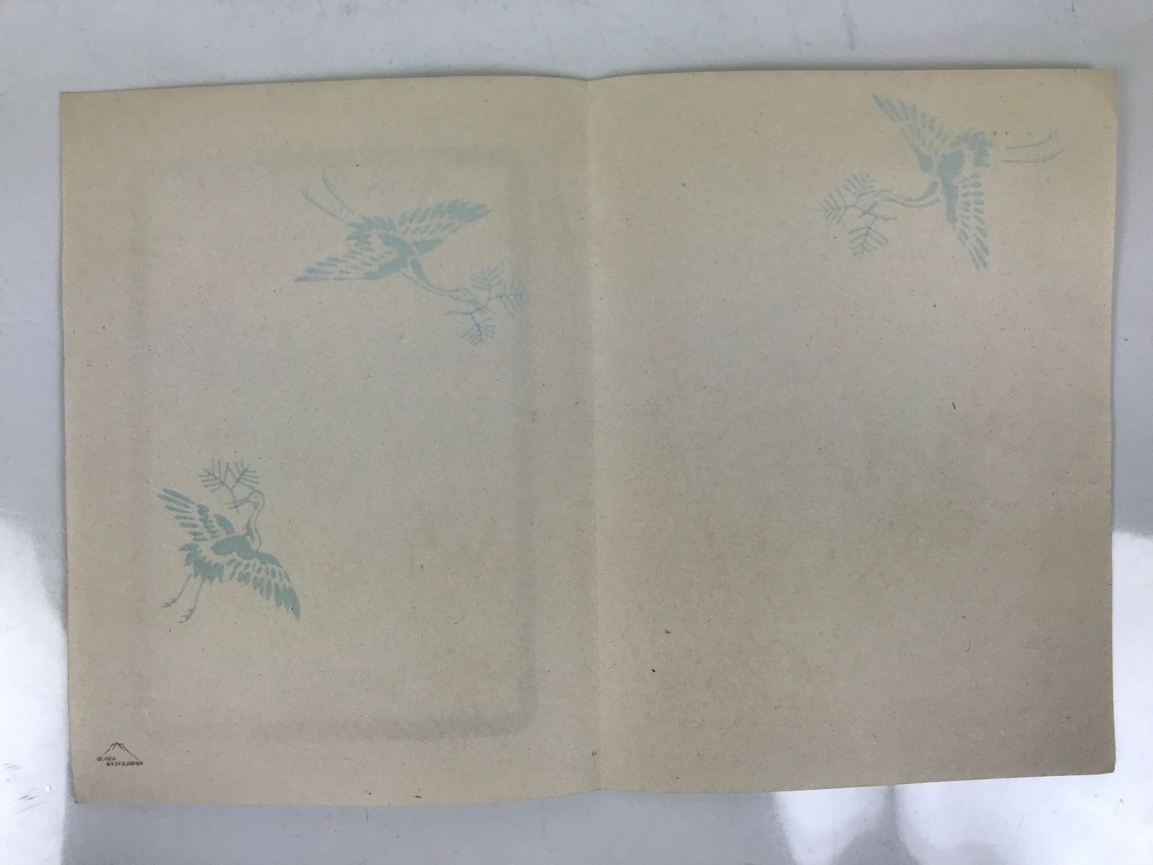 Japanese Woodblock Print Paper Card Vtg Blue Iris Flower Ayame Gold Black P382