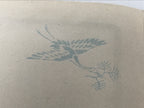 Japanese Woodblock Print Paper Card Vtg Blue Iris Flower Ayame Gold Black P382