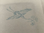 Japanese Woodblock Print Paper Card Vtg Cherry Blossoms Sakura Gold P383