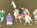 Japanese Woodblock Print Paper Card Vtg Daimyo Procession Samurai Gold P389