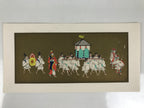 Japanese Woodblock Print Paper Card Vtg Emperor Procession Gold P390