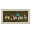 Japanese Woodblock Print Paper Card Vtg Emperor Procession Gold P390