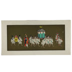 Japanese Woodblock Print Paper Card Vtg Emperor Procession Gold P390