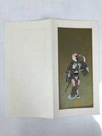 Japanese Woodblock Print Paper Card Vtg Geisha Kimono Kabuki Gold P391