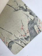 Japanese Woodblock Print Paper Card Vtg Plum Blossoms Ume Gold P386