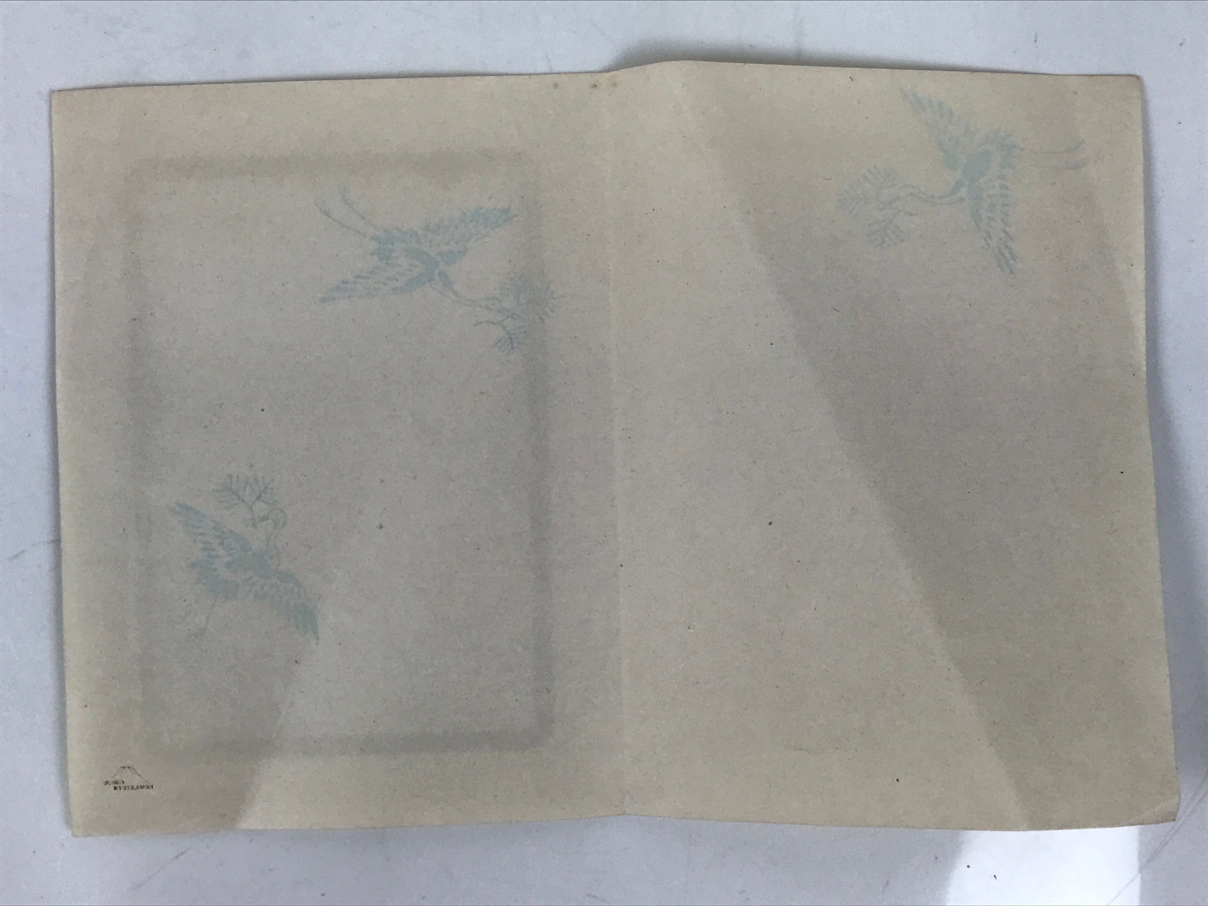 Japanese Woodblock Print Paper Card Vtg Plum Blossoms Ume Gold P386