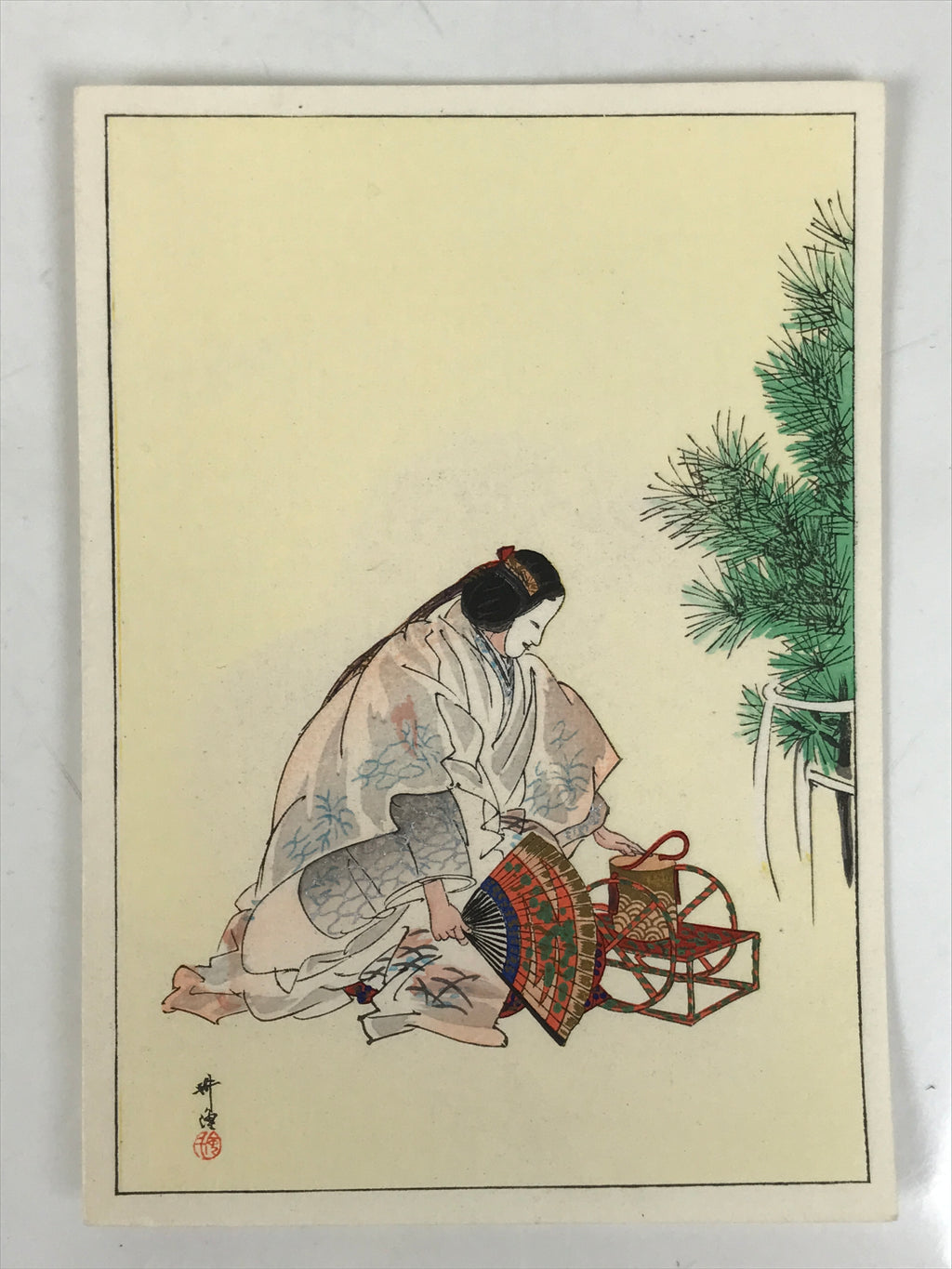 Japanese Woodblock Print Reproduction Vtg Kogyo Tsukioka Matsukaze Noh P380