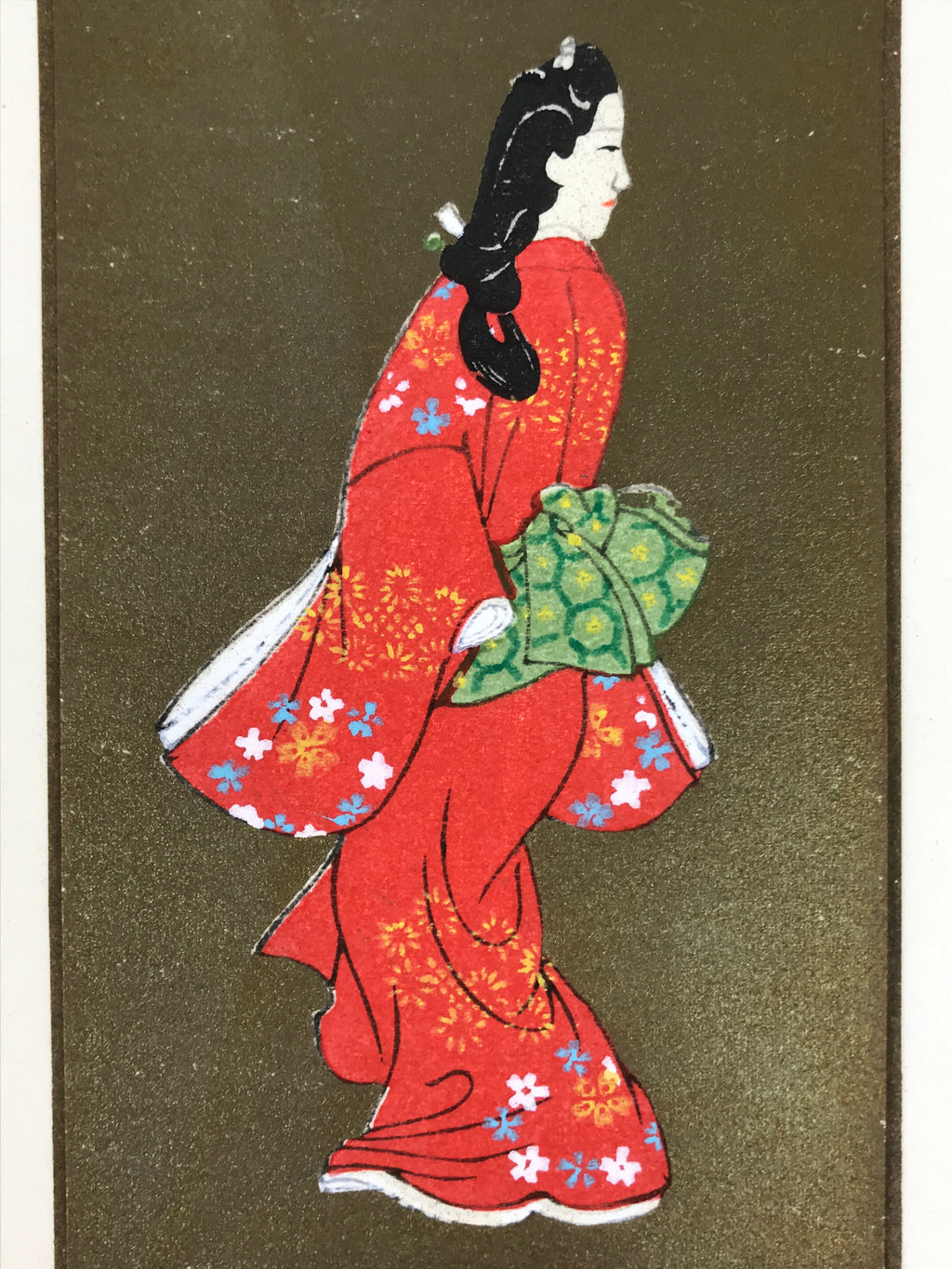 Japanese Woodblock Print Reproduction Vtg Woman Kimono Ukiyoe Bijinga P392