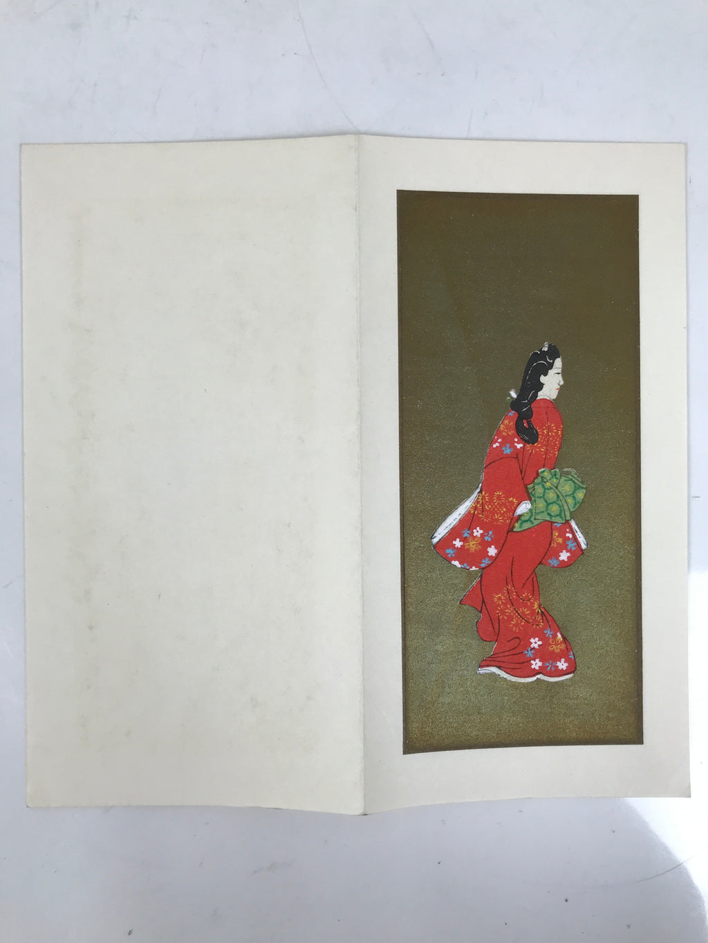 Japanese Woodblock Print Reproduction Vtg Woman Kimono Ukiyoe Bijinga P392