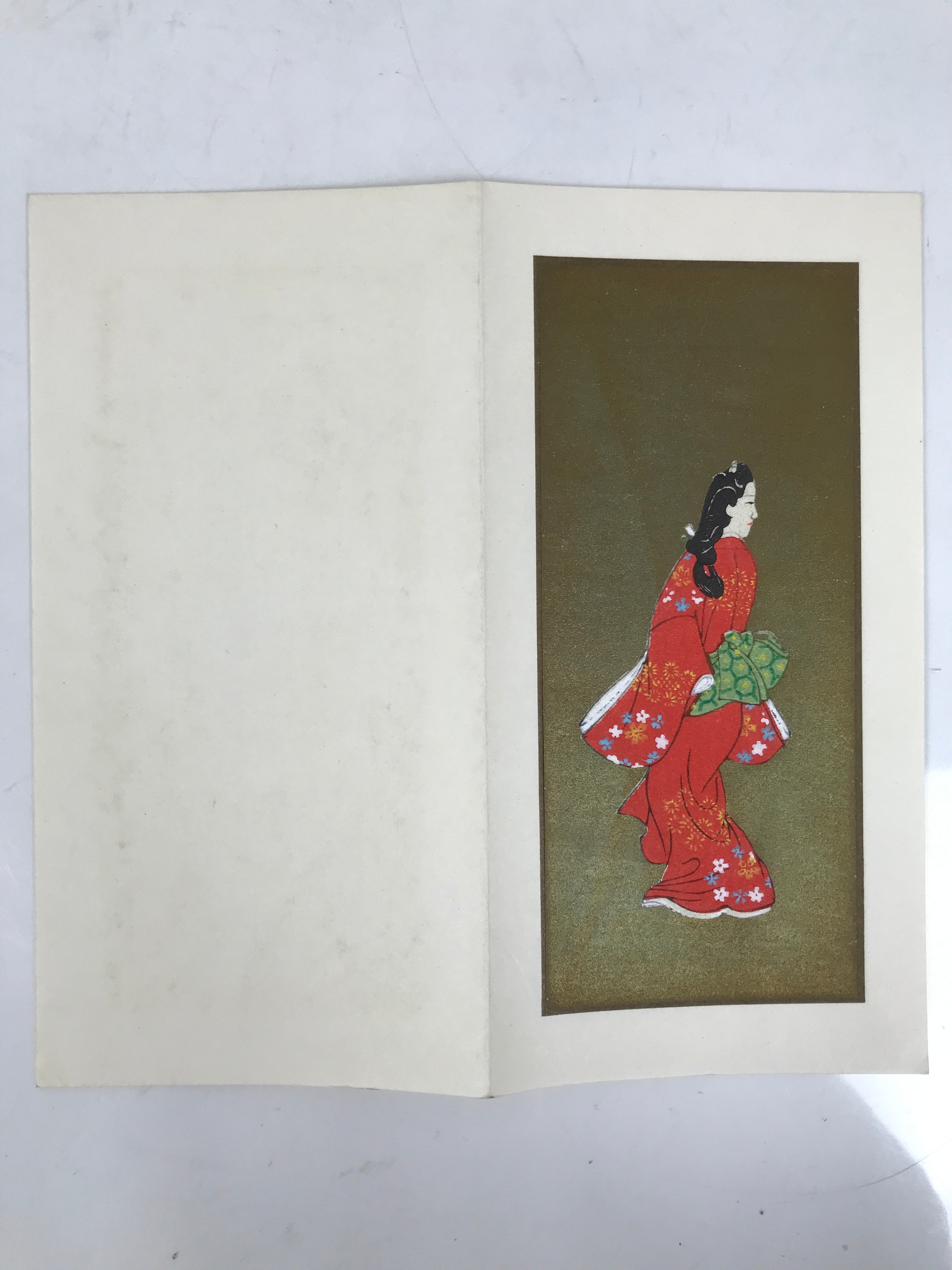Japanese Woodblock Print Reproduction Vtg Woman Kimono Ukiyoe Bijinga P392