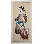Japanese Woodblock Print Vtg Barefoot Woman Kimono Ukiyoe Bijinga P393