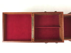 Japanese Wooden Accordion Sewing Box Vtg Haribako Storage Chest Brown T355