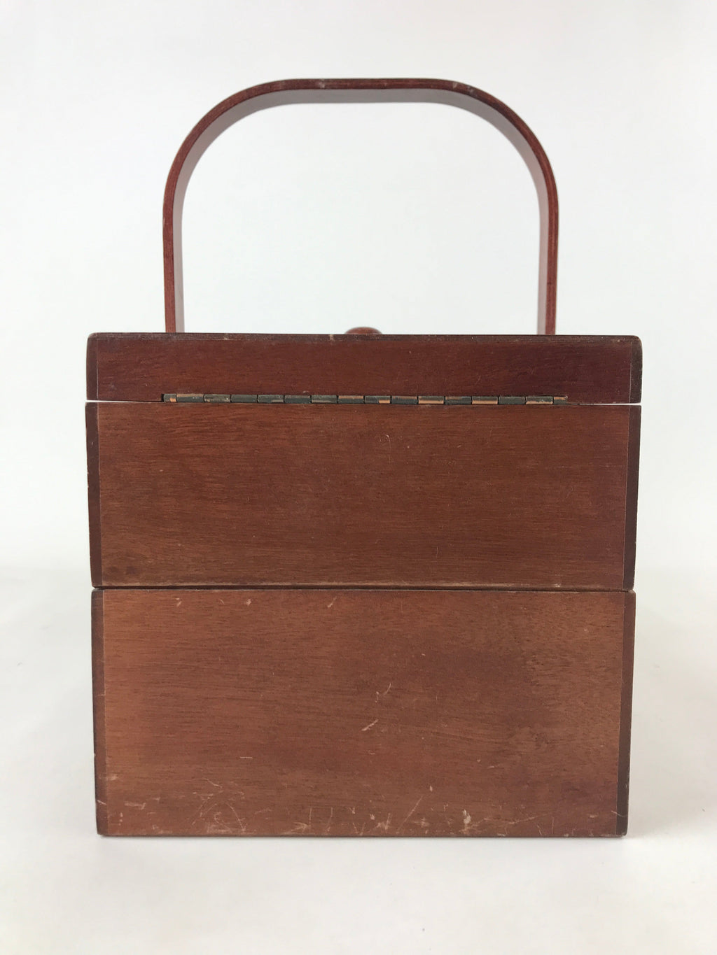 Japanese Wooden Accordion Sewing Box Vtg Haribako Storage Chest Brown T355