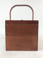 Japanese Wooden Accordion Sewing Box Vtg Haribako Storage Chest Brown T355