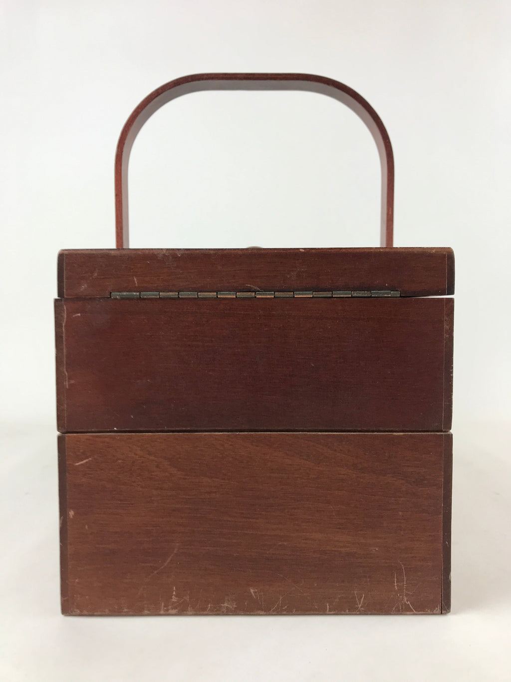 Japanese Wooden Accordion Sewing Box Vtg Haribako Storage Chest Brown T355