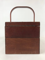 Japanese Wooden Accordion Sewing Box Vtg Haribako Storage Chest Brown T355