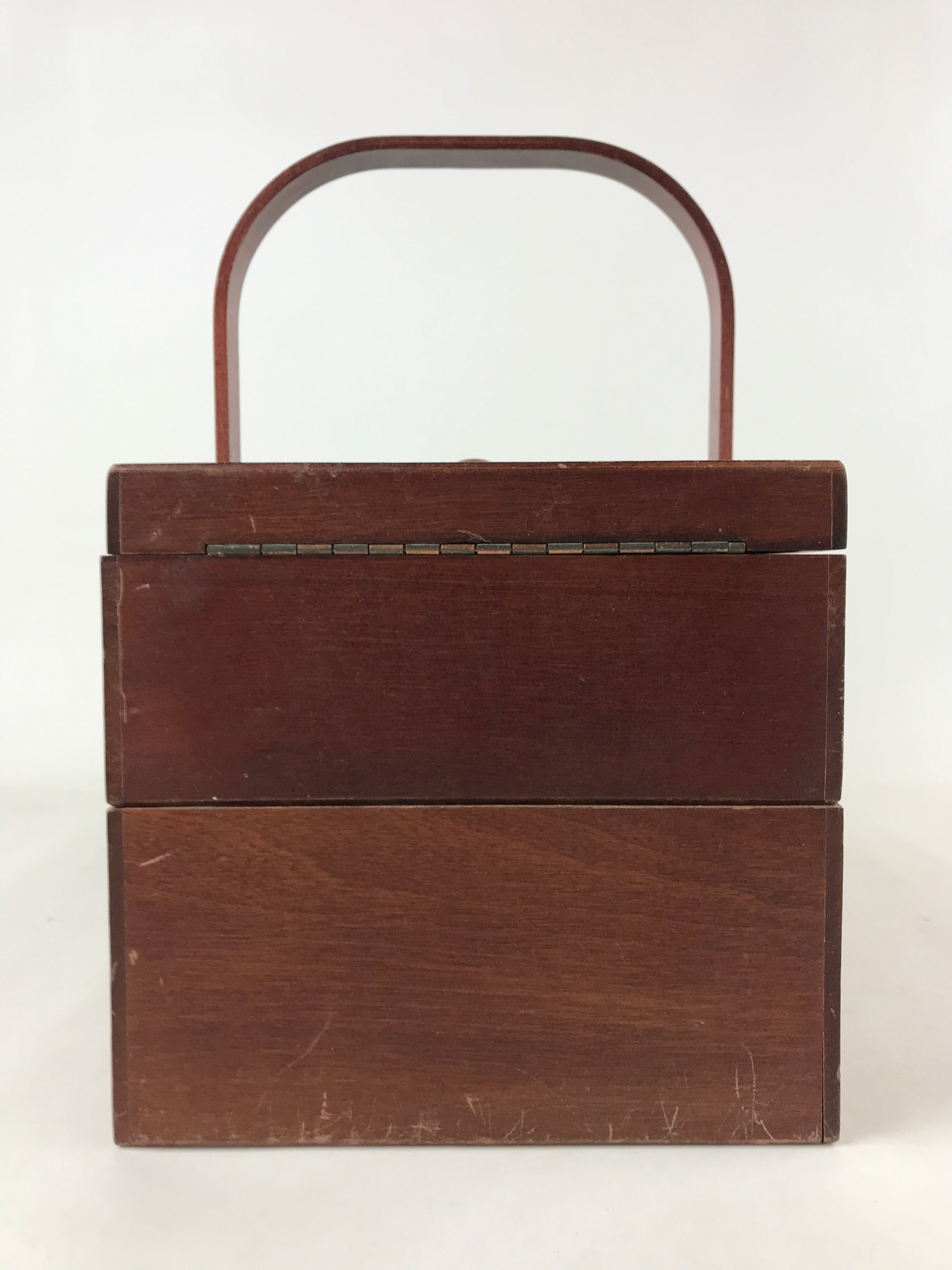 Japanese Wooden Accordion Sewing Box Vtg Haribako Storage Chest Brown T355