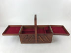Japanese Wooden Accordion Sewing Box Vtg Haribako Storage Chest Brown T355