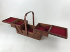 Japanese Wooden Accordion Sewing Box Vtg Haribako Storage Chest Brown T355
