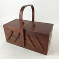 Japanese Wooden Accordion Sewing Box Vtg Haribako Storage Chest Brown T355