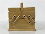 Japanese Wooden Accordion Sewing Box Vtg Haribako Storage Chest Brown T409