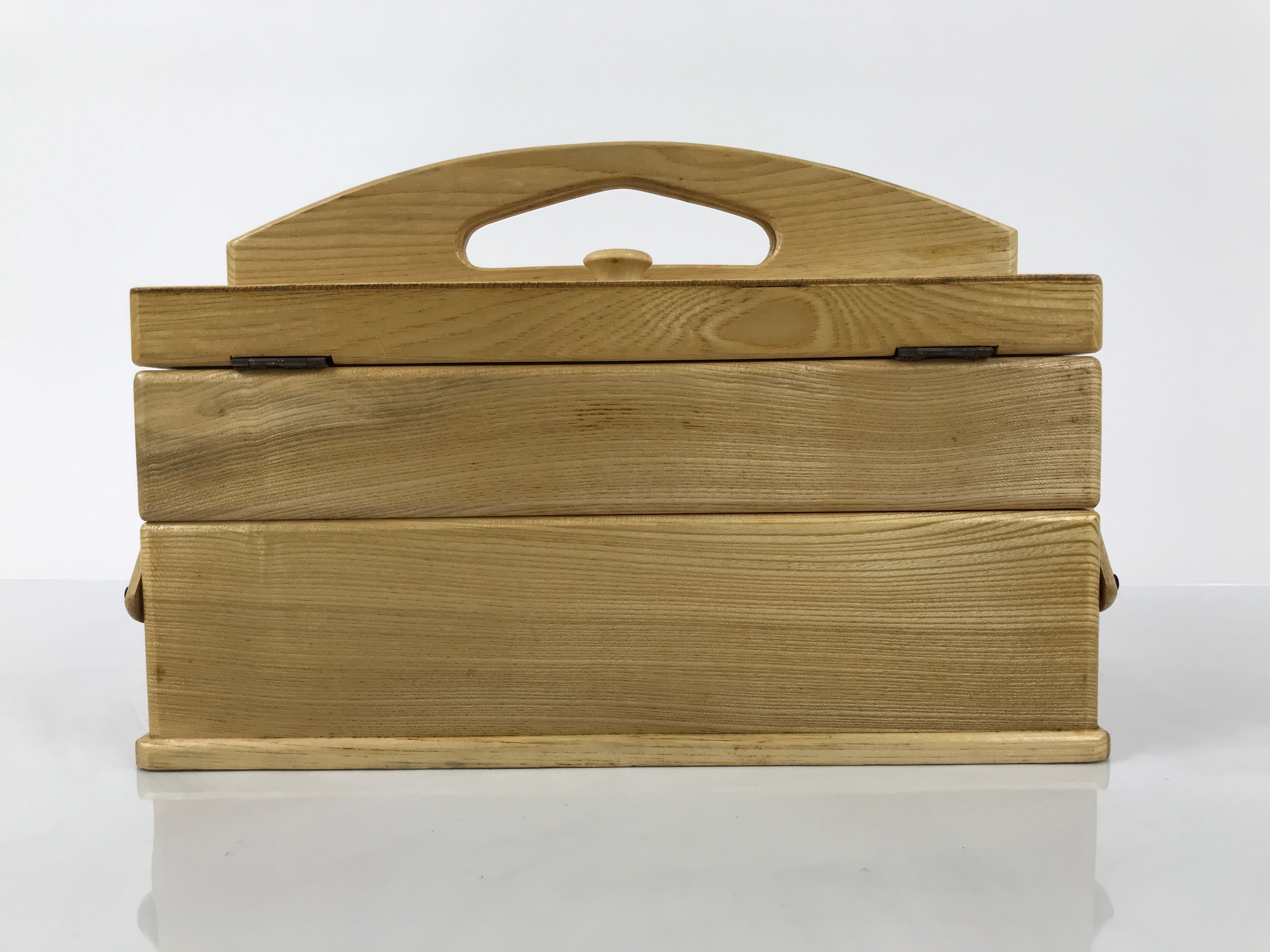 Japanese Wooden Accordion Sewing Box Vtg Haribako Storage Chest Brown T409