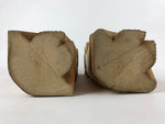 Japanese Wooden Ainu Nipopo Statue Vtg 2pc Large Okimono Hokkaido Brown AB109
