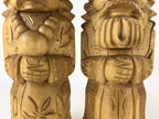 Japanese Wooden Ainu Nipopo Statue Vtg 2pc Large Okimono Hokkaido Brown AB109