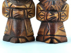Japanese Wooden Ainu Nipopo Statue Vtg 2pc Small Okimono Hokkaido Brown AB110