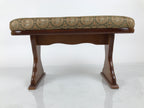 Japanese Wooden Armrest Cushion Kyousoku Vtg Shogi Go Fabric Green Orange JK943